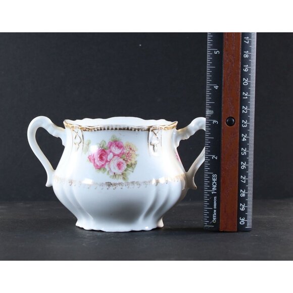 Three Crown China Sugar Bowl No Lid Rose Pattern Made in Germany 1950s - Picture 10 of 11
